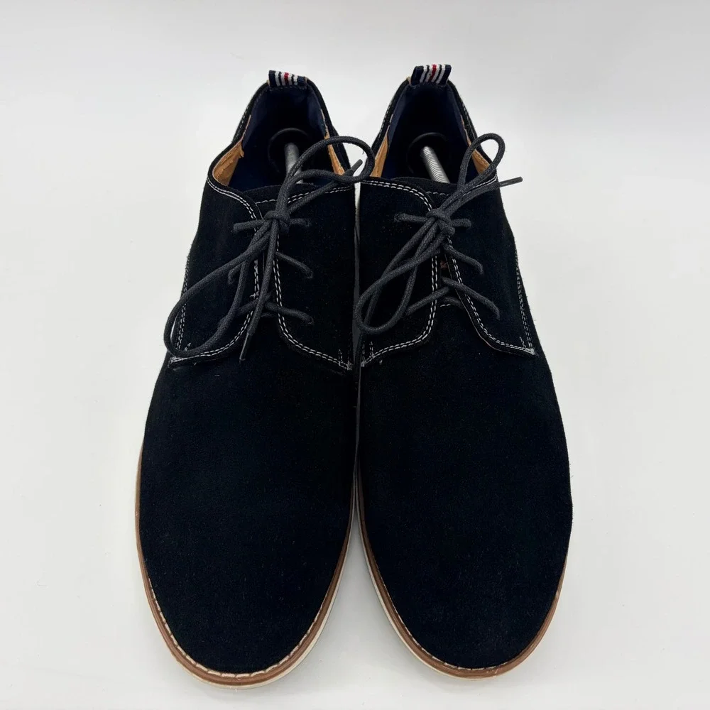 Original Penguin Troy Shoes Size 13 Black Suede Leather Derby Oxford Mens